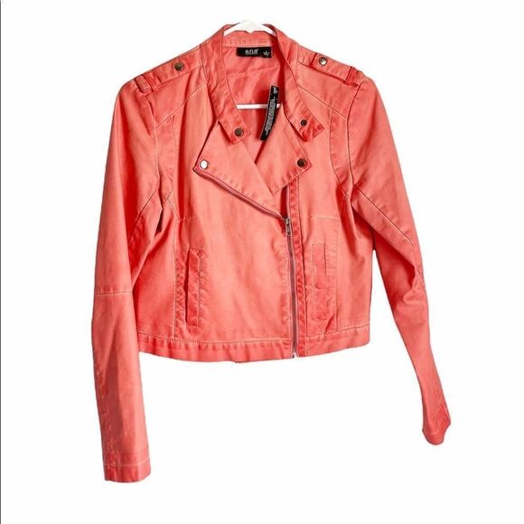 a.n.a Coral Faux Leather Moro Jacket Hand Dyed S - Picture 1 of 9